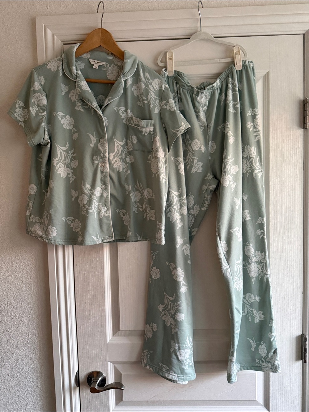 Laura Ashley Sage Green & White Floral Pajama Set